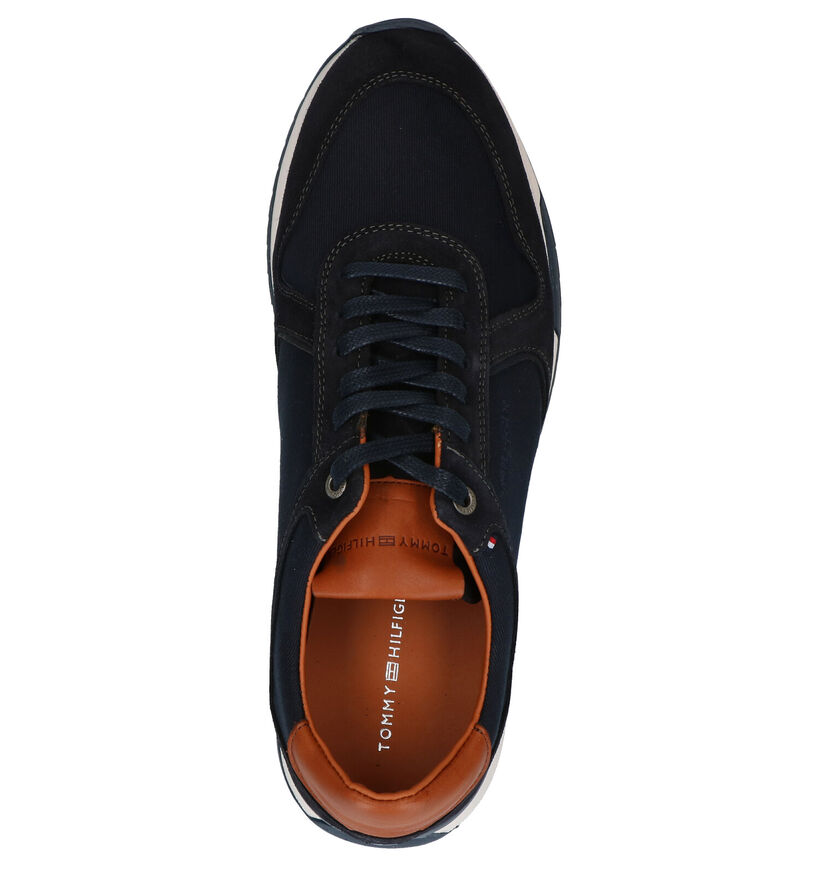 Tommy Hilfiger Runner Craft Mix Blauwe Veterschoenen in daim (276280)