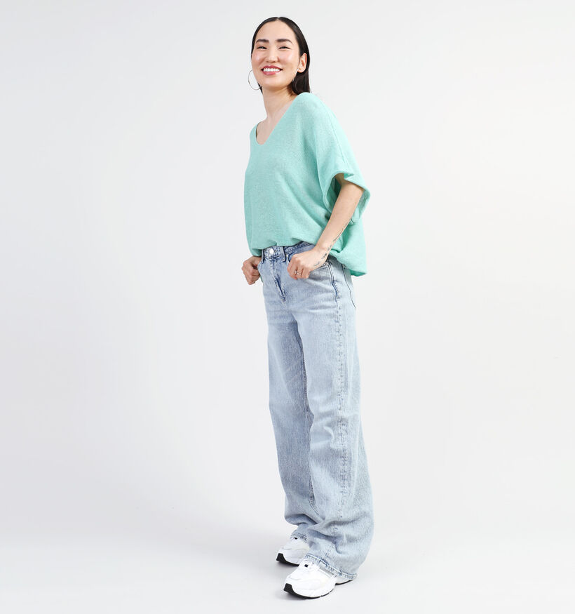 Dolce C. Pull avec col en V en Vert pour femmes (349573)
