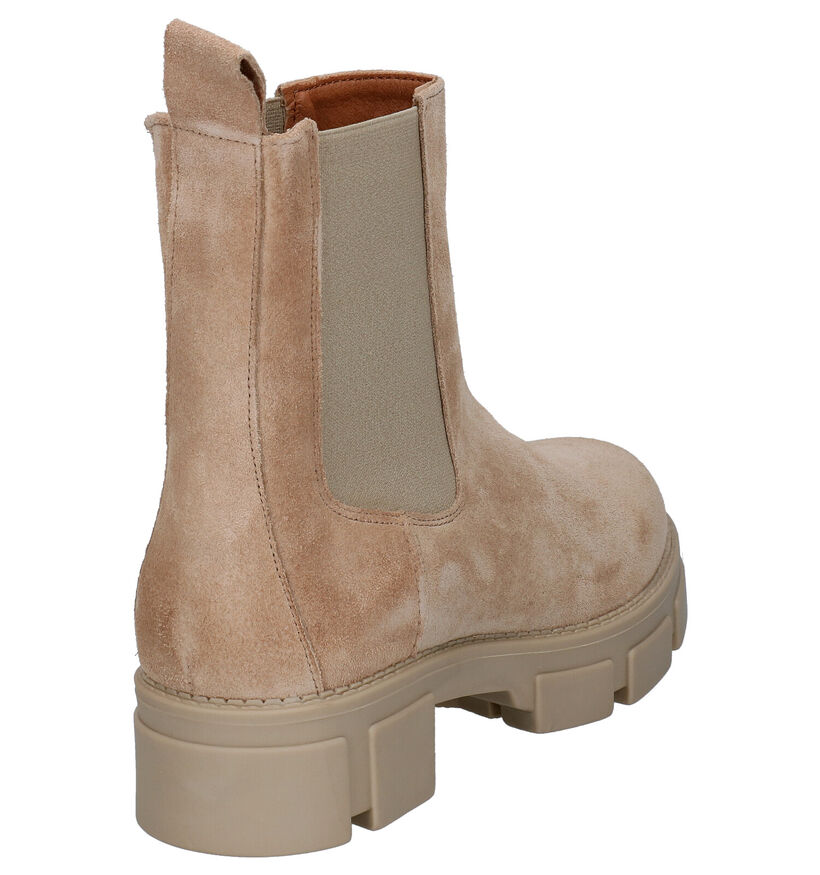 Shoecolate Chelsea Boots en Beige foncé en textile (295595)