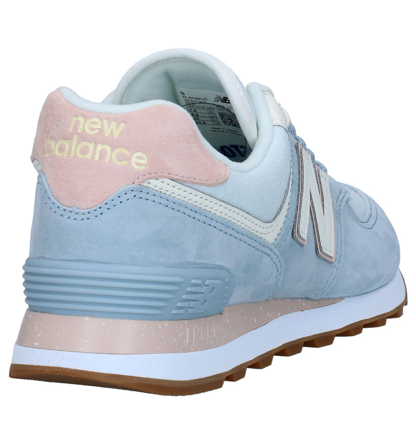 New Balance WL574 Baskets en rose en cuir (293644)