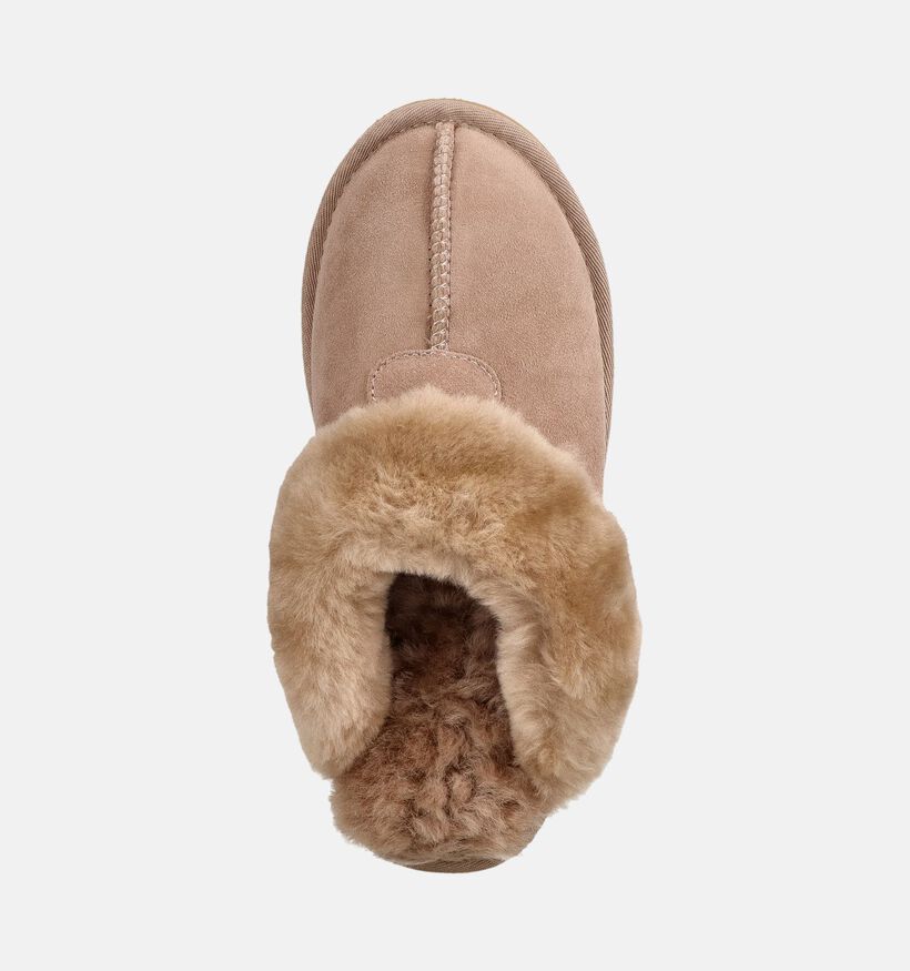 Laurent David Split Seam Slipper Pantoufles ouvertes en Beige pour femmes (382385)