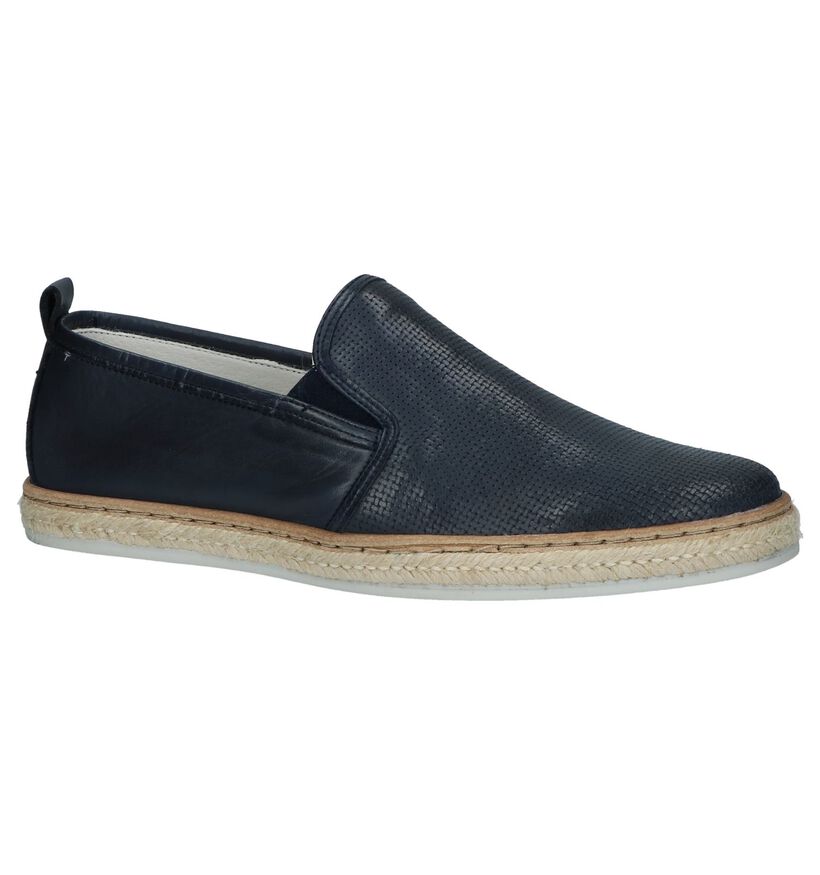 Borgo Sport Chaussures slip-on en Bleu foncé en cuir (209766)