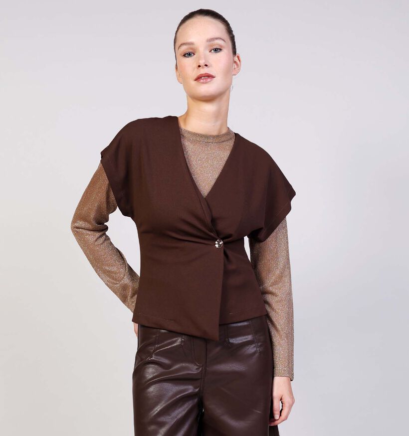 SISTERS POINT Gevela Donkerbruine Blouse voor dames (371981)