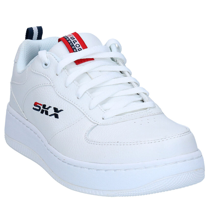 Skechers Sport Court Witte Sneakers in leer (279350)