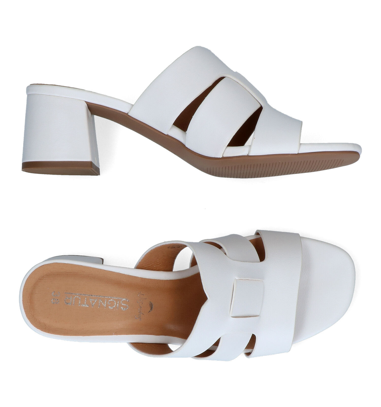 Witte slippers met hak clearance