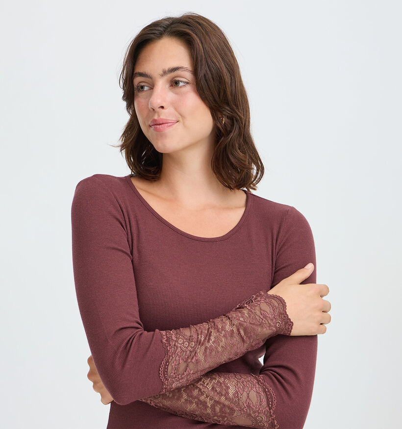 Fransa Hizamond Bordeaux T-shirt met Lange Mouwen voor dames (379928)