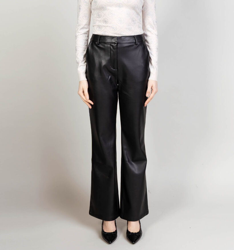 Mexx Faux Leather Zwarte Flared Broek voor dames (365617)