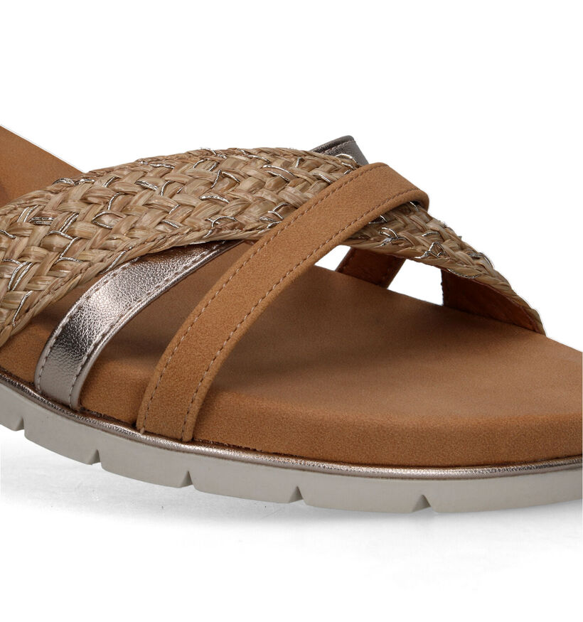 Tamaris Sandales plates en Camel en simili cuir (322275)