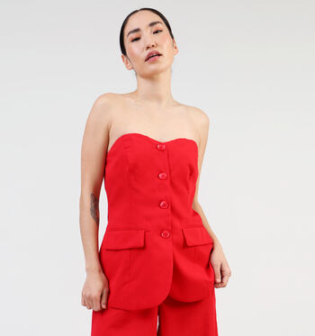 Blazer rood Pieces Vesten Rood