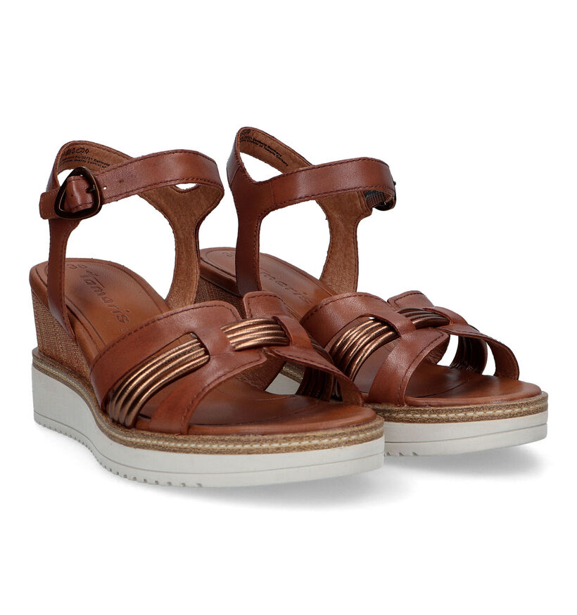 Tamaris Sandales avec talon compensé en Cognac pour femmes (322301)