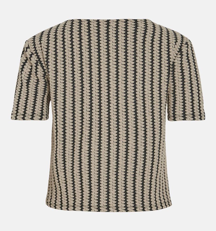 Vila Hella Jaquard Beige/Zwarte T-shirt voor dames (364085)