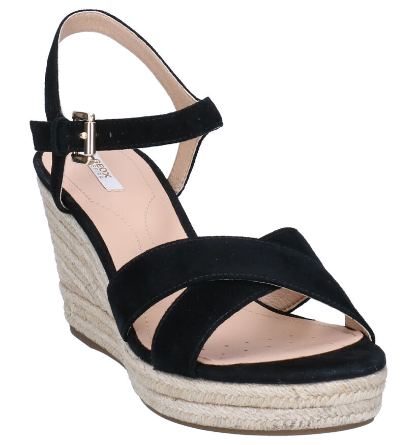 Geox Soleil Sandales en Noir en cuir (285591)