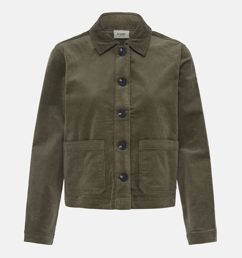 Fransa Corduroy Manteau court en Vert pour femmes (379940)