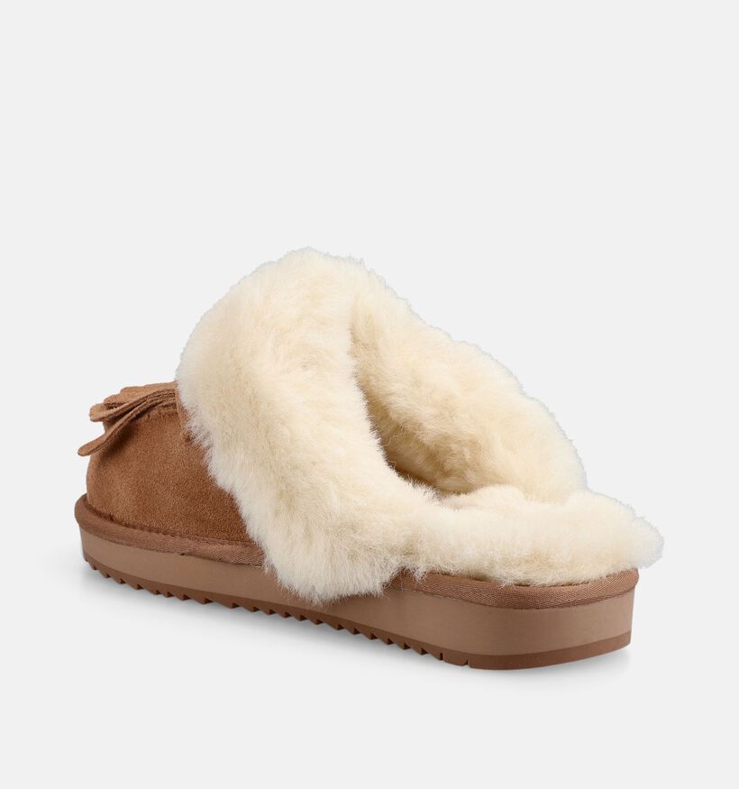 Nathan-Baume Pantoufles ouvertes en Camel pour femmes (380285)