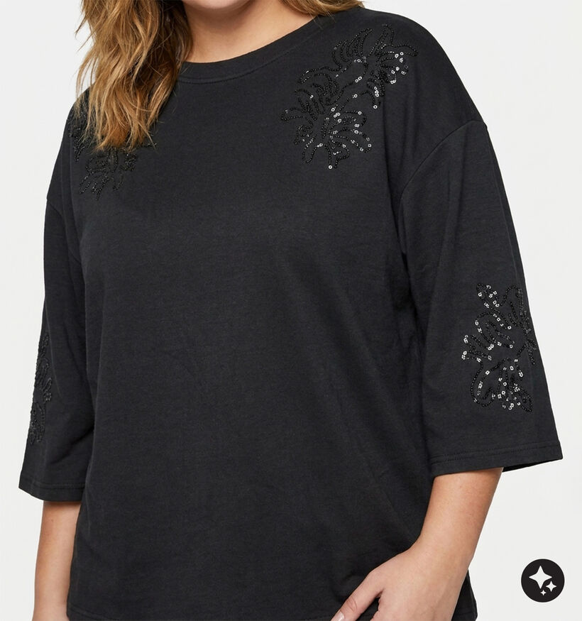 Vero Moda Curve Nia Sequins Sweatshirt en Noir pour femmes (382210)