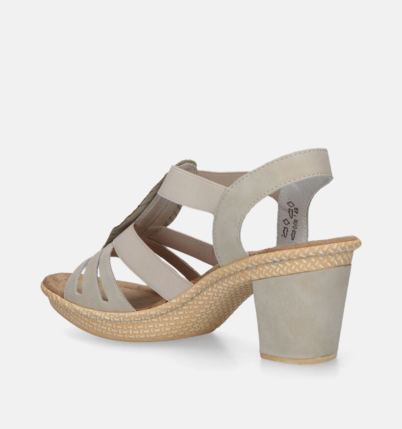 Rieker Sandales à talons en Beige pour femmes (339133)