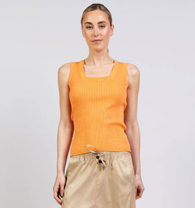 Desires Aneli Rib Square Neck Oranje Top voor dames (370634)