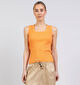 Desires Aneli Rib Square Neck Oranje Top voor dames (370634)