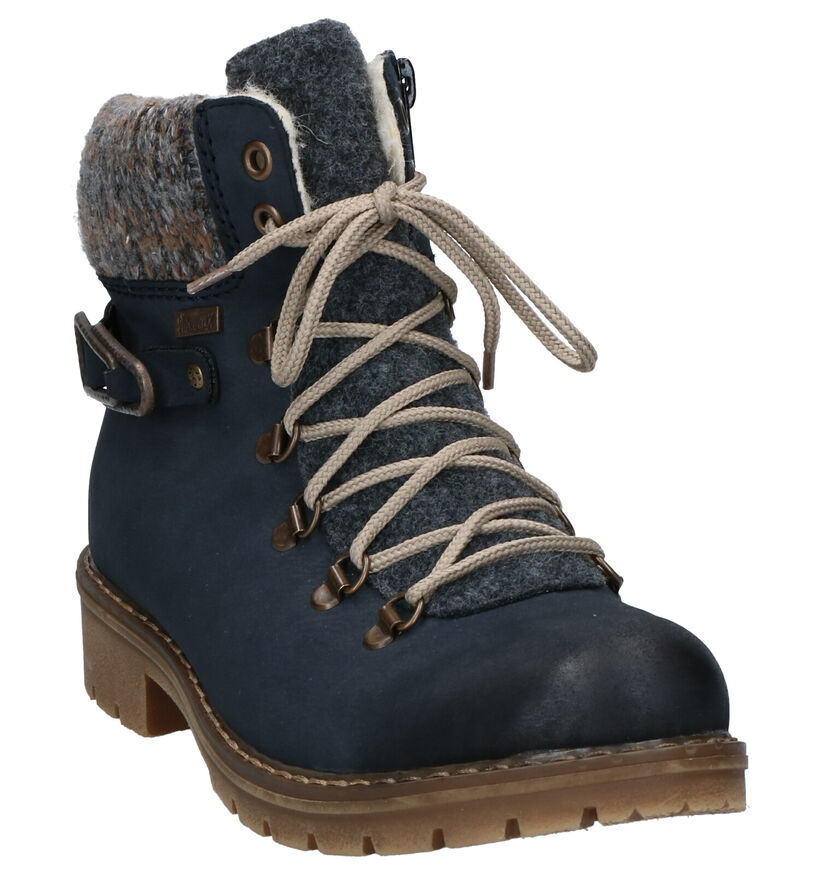 Rieker Blauwe Veterboots voor dames (331612) - geschikt voor steunzolen