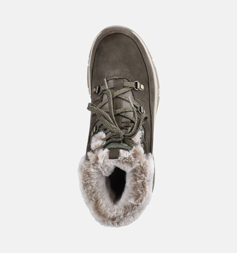 Skechers Trego Snow Worries Boots &agrave; lacets en Vert kaki pour femmes (377966)