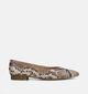 Paul Green Beige Ballerina's Slangenprint voor dames (374111) - geschikt voor steunzolen