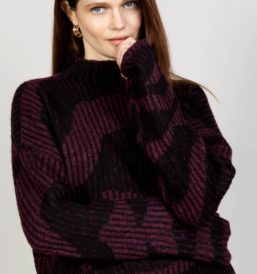 Vero Moda Scorpio Pull en Bordeaux/Noir pour femmes (366116)
