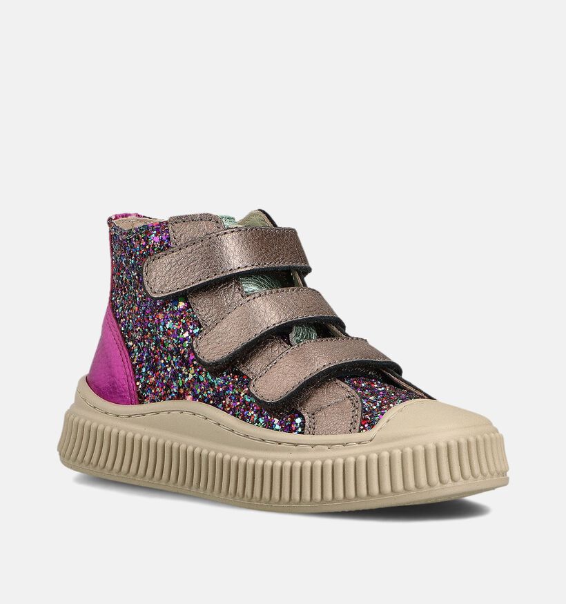 Beberlis Bronzen/Roze Hoge Sneakers voor meisjes (364583) - geschikt voor steunzolen