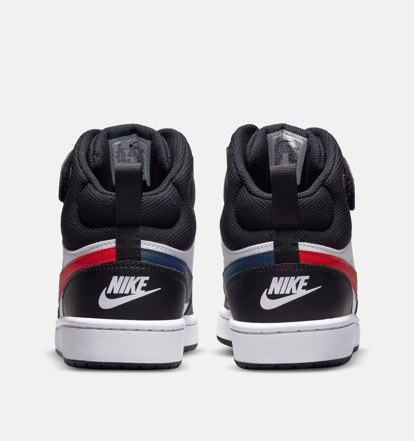 Nike Court Borough Mid 2 Baskets montantes en Noir/Rouge pour gar&ccedil;ons (377281)
