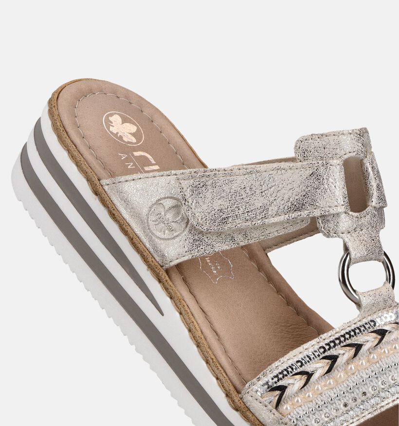 Rieker Nu-pieds compens&eacute;es en Or pour femmes (370384)