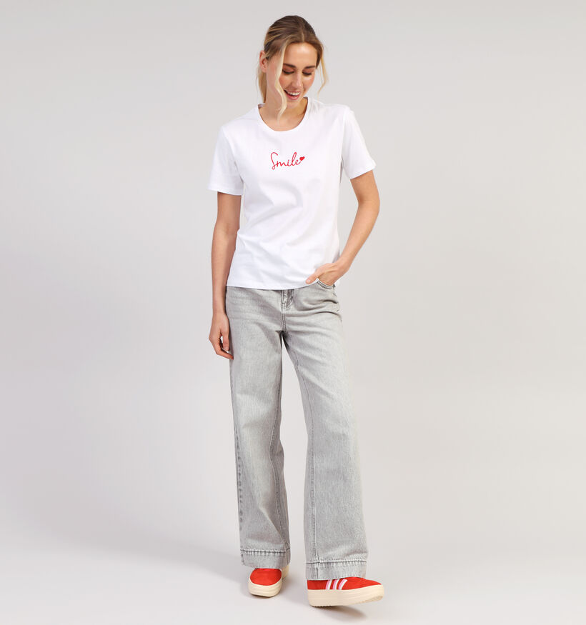 Pieces Sinne Wit T-shirt voor dames (352470)