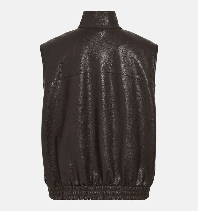 Vila Fima High Neck Donkerbruine Mouwloze Vest Faux-Leather voor dames (383832)