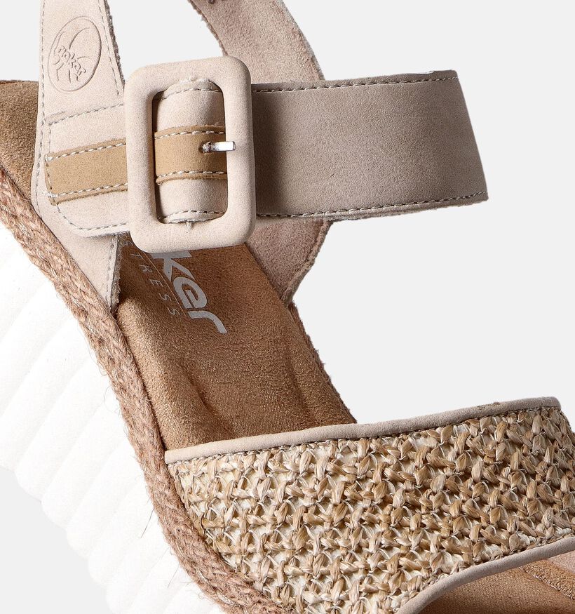 Rieker Sandales talon compensé en Beige pour femmes (354996)