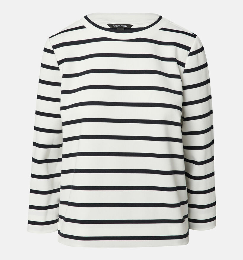 comma Witte Gestreepte trui voor dames (350031)