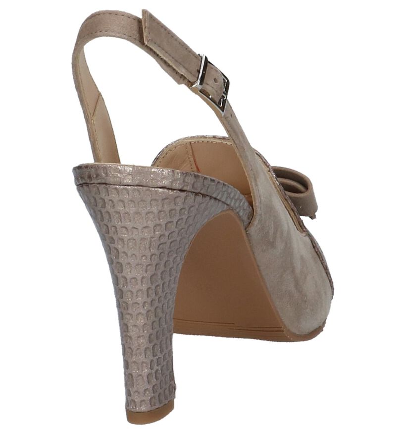 Sergio Turri Taupe Pumps met Open Hiel in leer (216520)