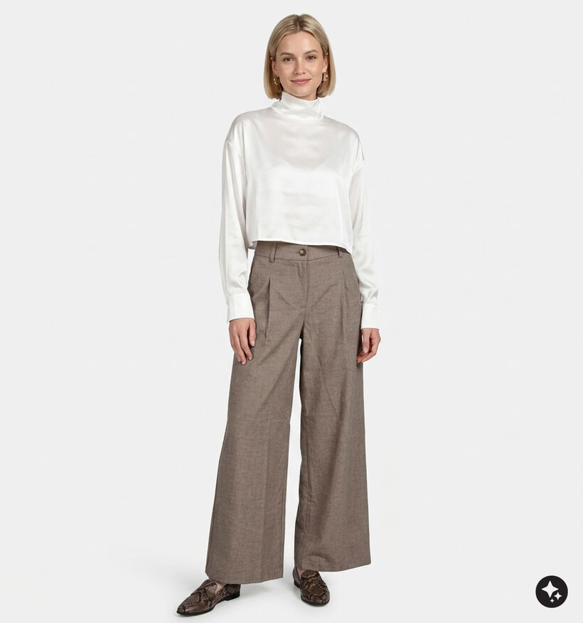 Minuit Douze Wesley Pantalon classique en Beige pour femmes (381852)