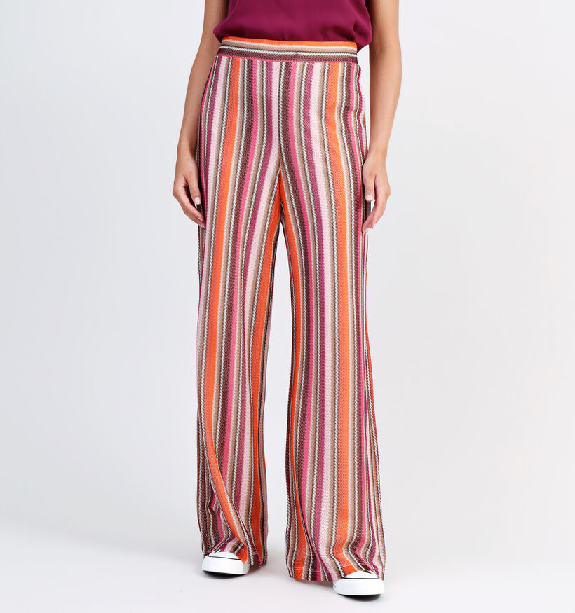 comma Pantalon large à rayé en Rose (327348)