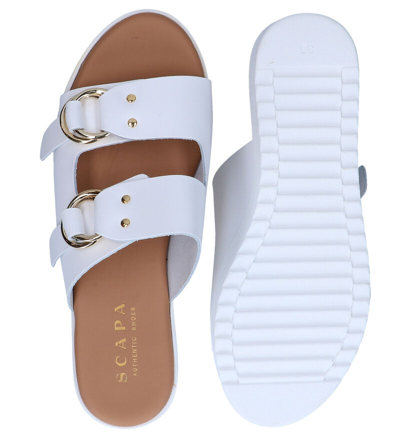 Scapa Nu-pieds plates en Blanc en cuir (288771)