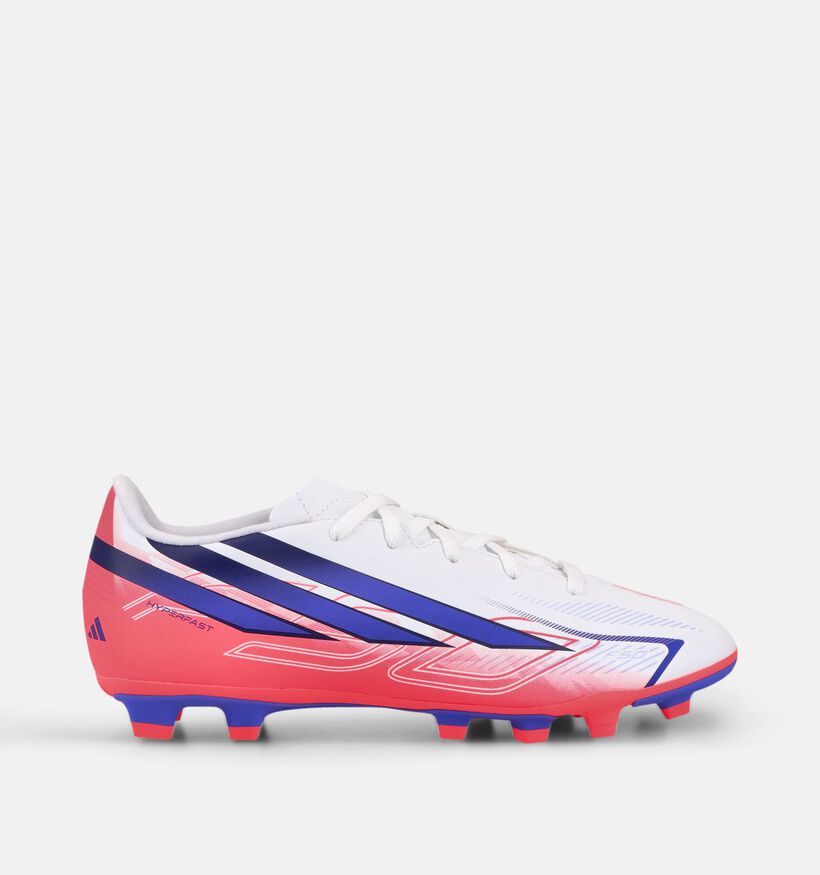 adidas F50 Hyperfast Club Witte/Paarse Voetbalschoenen voor jongens, meisjes (375556) - geschikt voor steunzolen