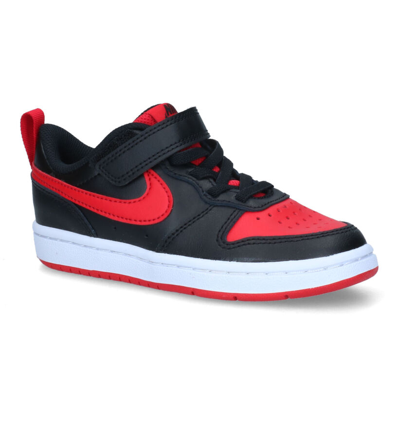 Nike Court Borough Low Zwarte Sneakers in kunstleer (321351)