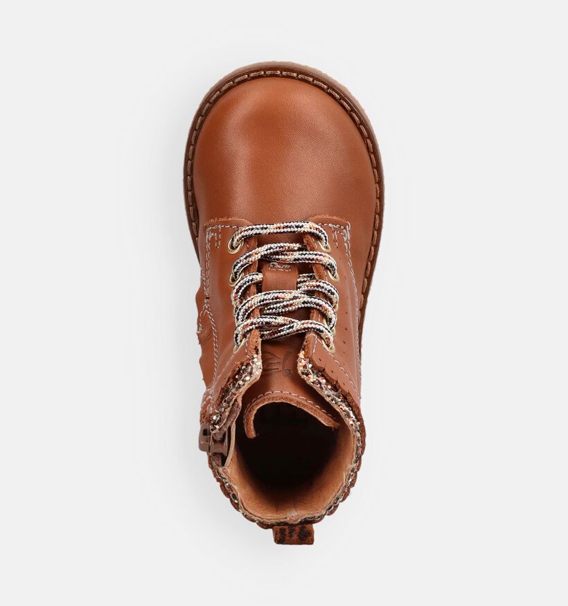 FR by Romagnoli Cognac Boots met Veter en Rits voor jongens (378994) - geschikt voor steunzolen