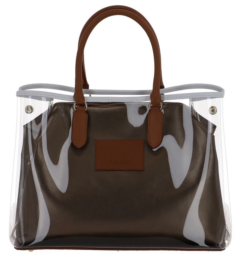 Bronzen Handtas My Best Bag met Zalmroze Handvatten in leer (241441)