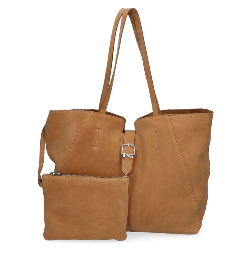 NeroGiardini Cognac Shopper Tas in daim (307476)