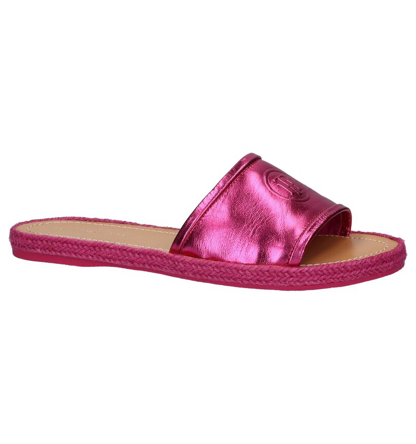 Tommy Hilfiger Nu-pieds plates en Rose fuchsia en cuir (212675)