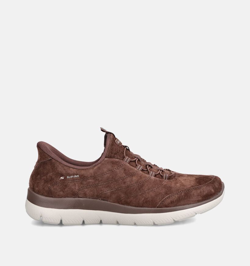 Skechers Baskets basses en Brun fonc&eacute; pour femmes (377002) - pour semelles orthop&eacute;diques