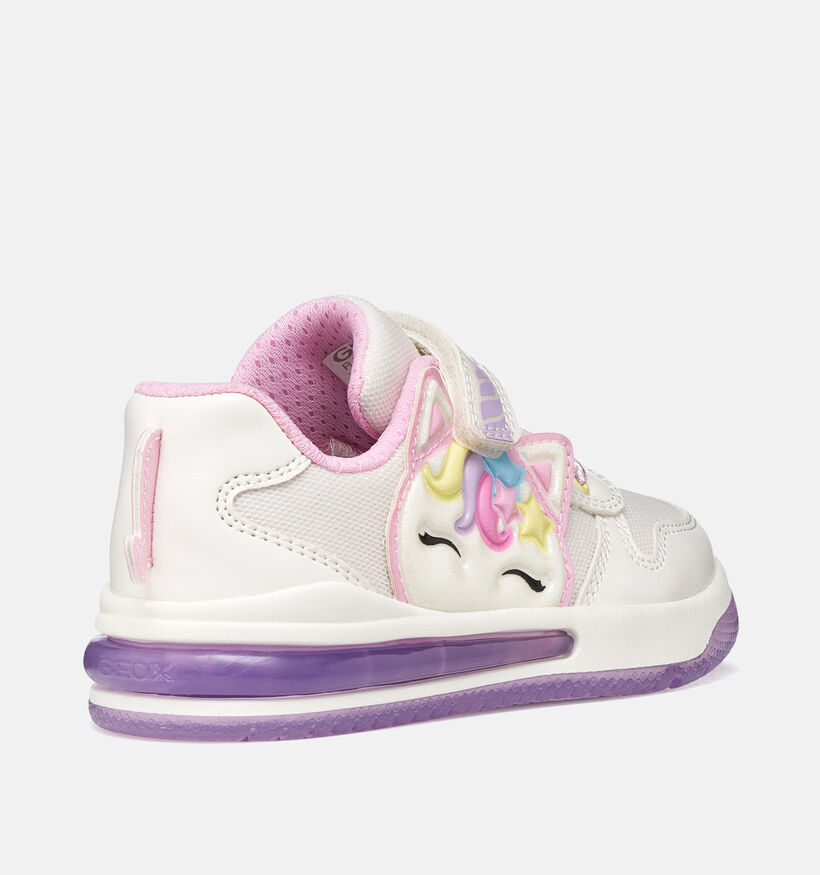 Geox Sketlite Unicorn Witte Sneakers met Lichtjes voor meisjes (370134) - geschikt voor steunzolen