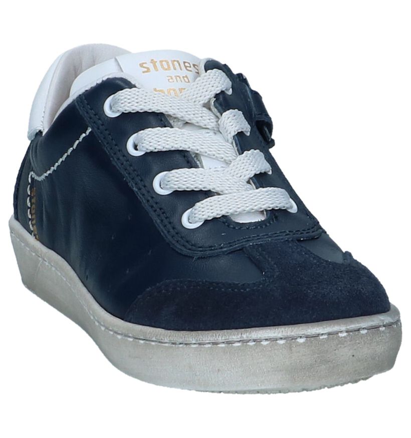 Donkerblauwe Casual Schoenen STONES and BONES Zefor in leer (239802)