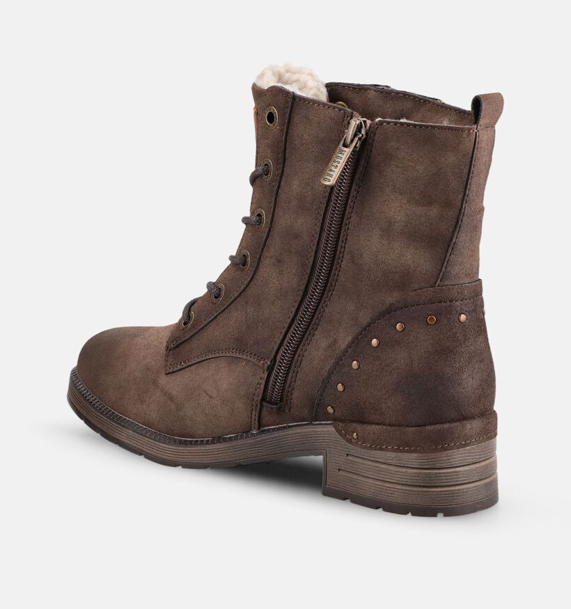Mustang Donkerbruine Veterboots voor dames (378904)