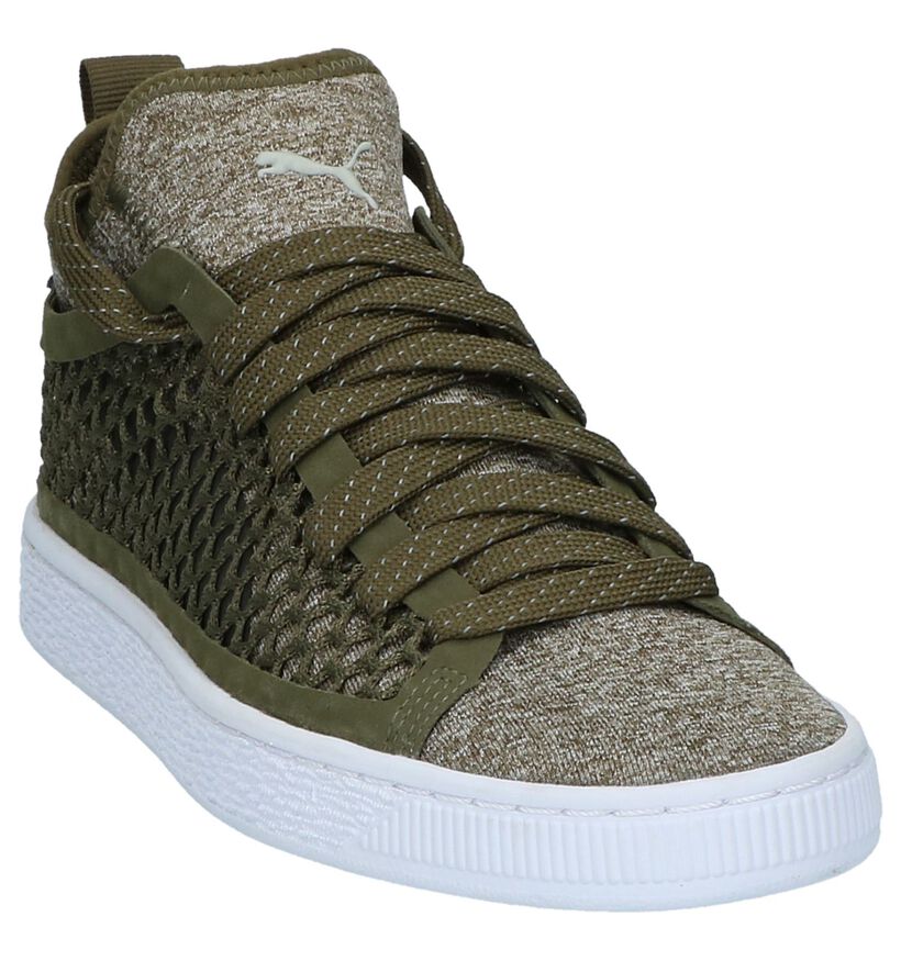 Puma Basket Classic Baskets hautes en Vert kaki en textile (199544)