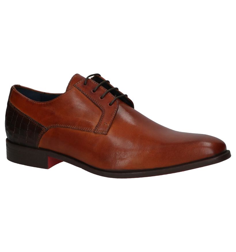 Via Borgo Cognac Veterschoenen in leer (279953)