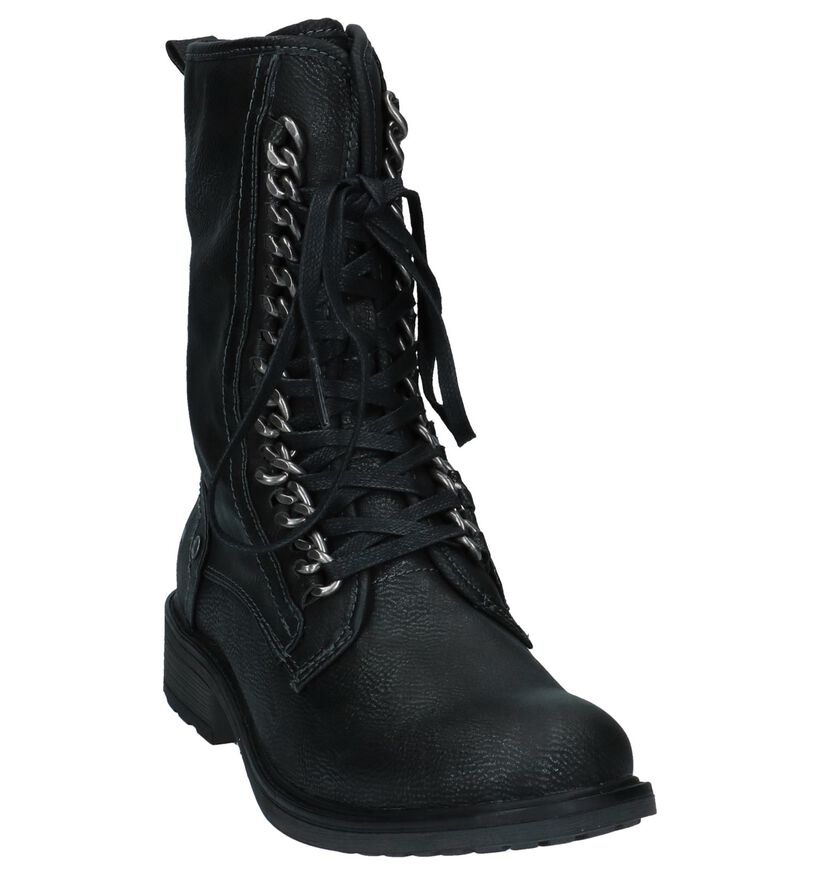 Donkergrijze Boots met Rits & Veters Mustang in kunstleer (223087)